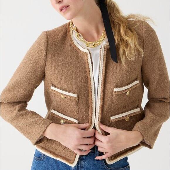 J. CREW Frances Lady Jacket Maritime Tweed Wool Soft Brown {61} - Picture 1 of 4